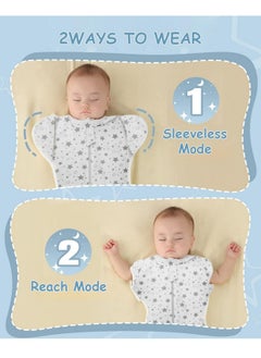 Snowie Soft ® Baby Swaddles For Newborns, 100% Cotton Baby Swaddle Wrap For Newborns Arms Up Baby Sleeping Blanket Zipping Baby Sleeping Bag Newborn Sleep Sacks For Startle Reflex For Baby 0-6 Months  - Image 2