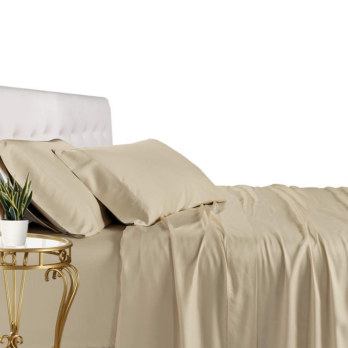 VISCOSE FROM BAMBOO BED SHEETS TWIN EXTRA LONG XL SOLID BEIGE SUPER SOFT AND COOL 3PC SHEET SET