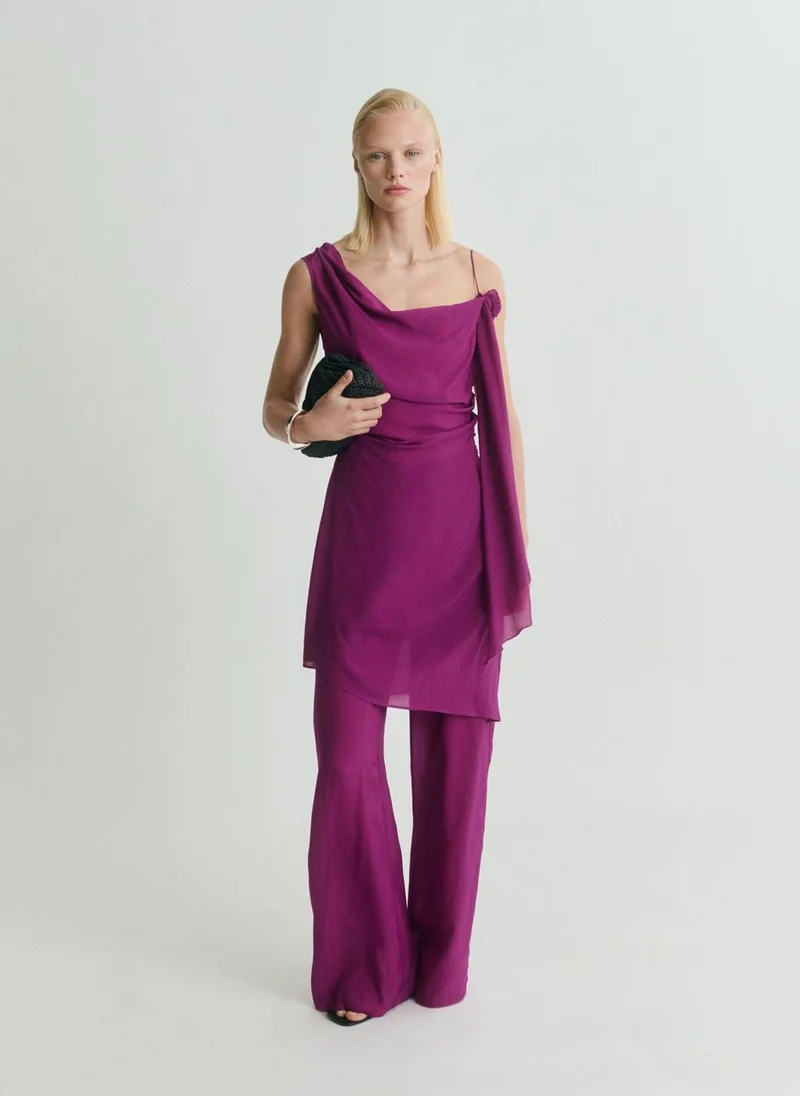 MANGO Long Top With Flower Detail