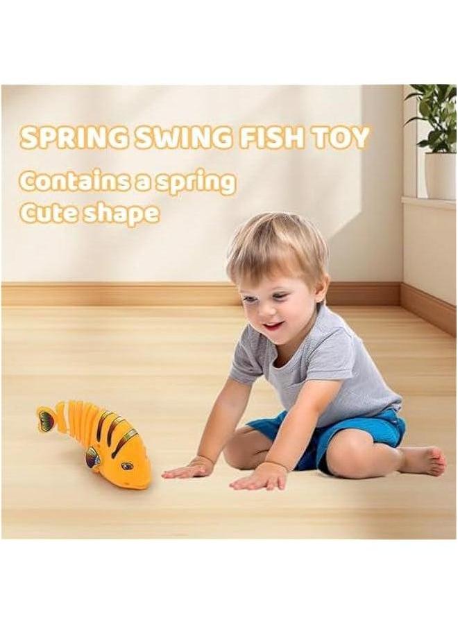 Plastic Wind-Up Wiggle Fish Toys,Interactive Clockwork Swinging Cartoon Toys,Creative 360° Rotating Toy for Birthday Party Gift (Mix Color/2set) - Image 2