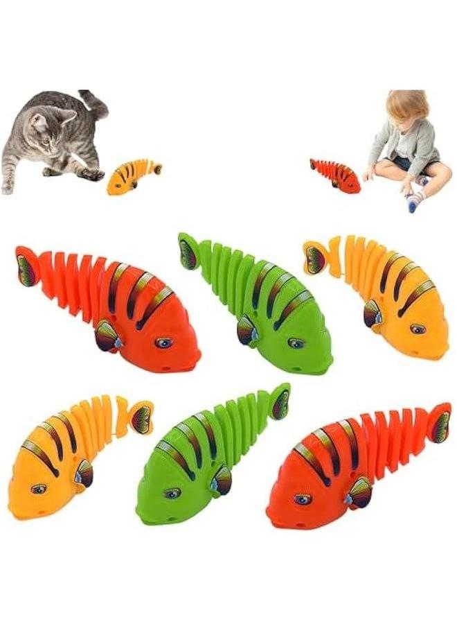 Plastic Wind-Up Wiggle Fish Toys,Interactive Clockwork Swinging Cartoon Toys,Creative 360° Rotating Toy for Birthday Party Gift (Mix Color/2set) - Image 1