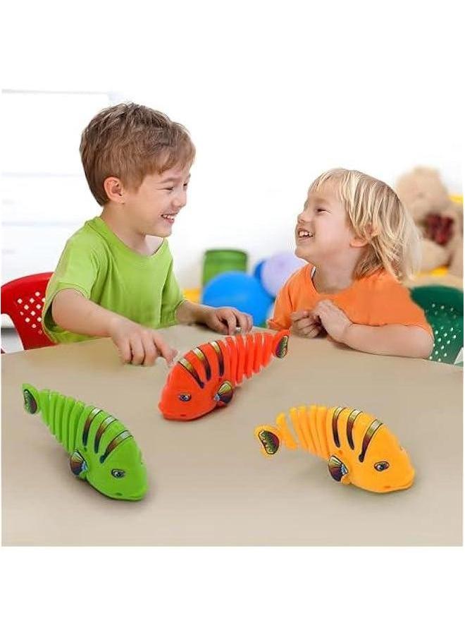 Plastic Wind-Up Wiggle Fish Toys,Interactive Clockwork Swinging Cartoon Toys,Creative 360° Rotating Toy for Birthday Party Gift (Mix Color/2set) - Image 5