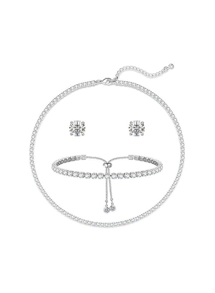 فيروز جوليري عقد تنس مطلي بالذهب عيار 14 قيراط مرصع بحجر الزركون على شكل فراشة للنساء ، سلسلة أنيقة من الزركونيا والماس الصناعي 3 ملم مع اسورة قابلة للتعديل. من فيروز جوليري - Image 1