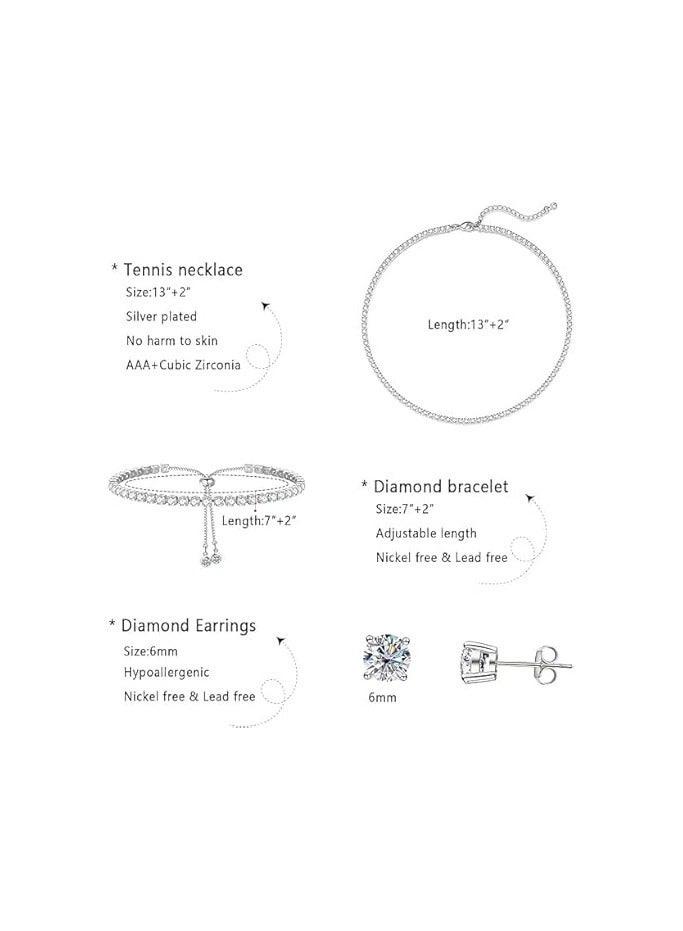 فيروز جوليري عقد تنس مطلي بالذهب عيار 14 قيراط مرصع بحجر الزركون على شكل فراشة للنساء ، سلسلة أنيقة من الزركونيا والماس الصناعي 3 ملم مع اسورة قابلة للتعديل. من فيروز جوليري - Image 3