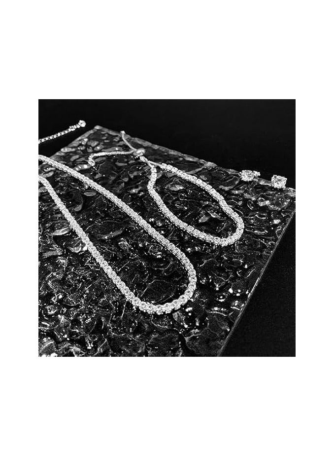 فيروز جوليري عقد تنس مطلي بالذهب عيار 14 قيراط مرصع بحجر الزركون على شكل فراشة للنساء ، سلسلة أنيقة من الزركونيا والماس الصناعي 3 ملم مع اسورة قابلة للتعديل. من فيروز جوليري - Image 4