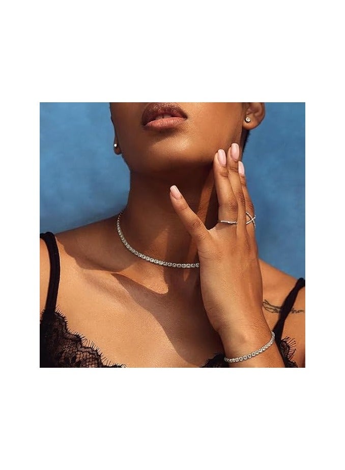 فيروز جوليري عقد تنس مطلي بالذهب عيار 14 قيراط مرصع بحجر الزركون على شكل فراشة للنساء ، سلسلة أنيقة من الزركونيا والماس الصناعي 3 ملم مع اسورة قابلة للتعديل. من فيروز جوليري - Image 5