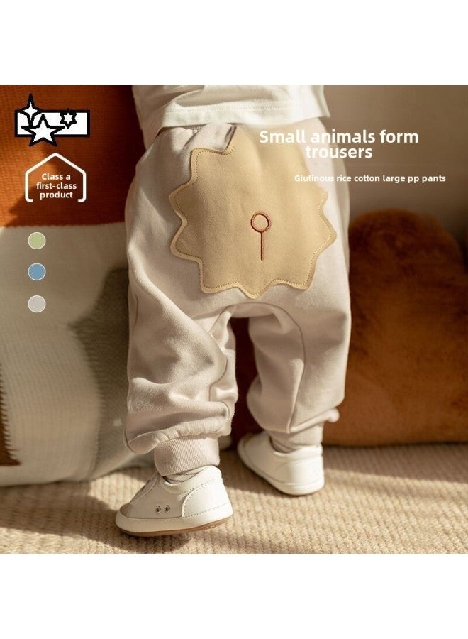 Generic Baby Spring And Autumn Pants Cotton Men And Women Baby Big PP Pants Soft Children's Fart Pants Outside Wear Baby Cute Card.-Color:Blue Top-Size:73 - Image 5
