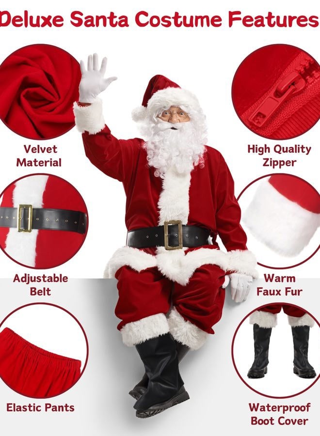 ADOMI Santa Suit 10pc. Plush Adult Costume Red XL - Image 5