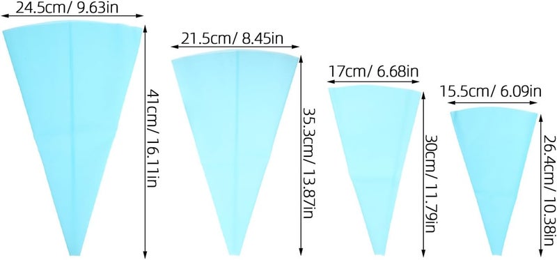 Reusable Piping Bags Set 4pcs (10"-16") Blue Frosting Icing Bags for Cake Decorating Pastry Baking Tools DIY Cupcake Supplies - Image 2