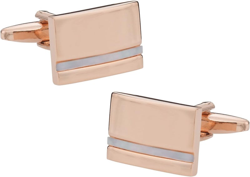 Cuff-Daddy Mother of Pearl Rose-Gold Tone Cufflinks with Presentation Box - Image 1