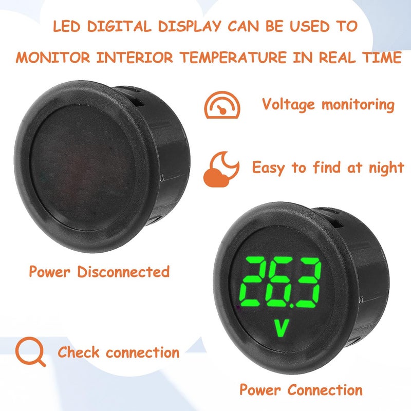 JAMHER 6 Pack DC 4-100V Digital Voltmeter, 2-Wire 3-Digit LED Display with Anti-Connection Protection for Cars Vehicles Motorcycles Boats (Red & Blue & Green) - Image 5