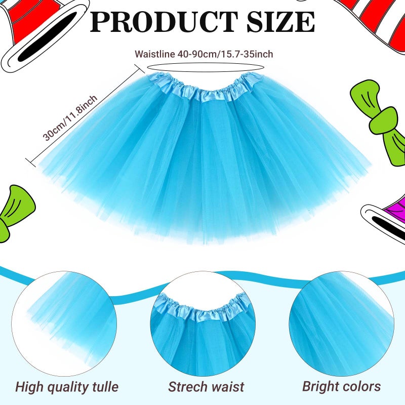 JcHrmers Cat Thing Costume Accessories Include Blue Ponytails Headband Bowtie Gloves Socking Blue Tutu Skirt for Book Week (2 Set) - Image 3