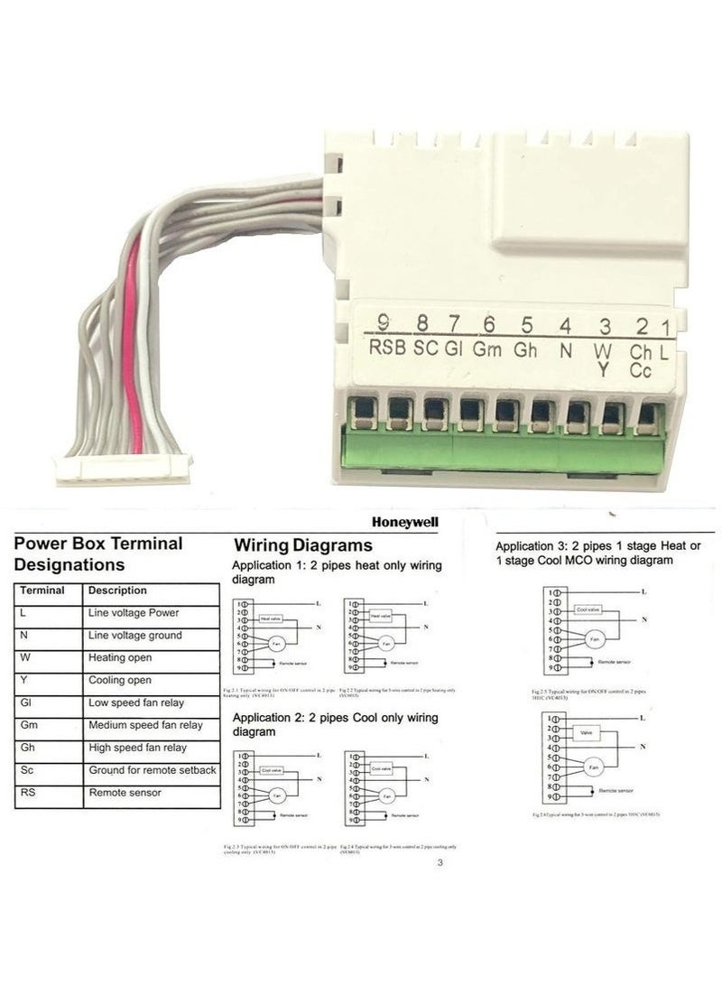 Honeywell ترموستات Honeywell Home T6861H2WG للتحكم في مروحة التدفئة والتبريد، مع مستشعر عن بُعد ومدخلات تخفيض عن بُعد - Image 3