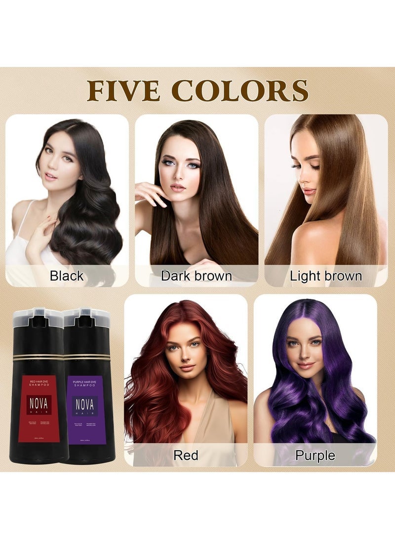 NOVA Hair Dye Shampoo Natural Instant Color for Gray Coverage,Safe, Unisex Formula, For Hair Care 3 in 1, Herbal Ingredients, Keeping Hair Healthy and Shiny (Dark Brown) - Image 2