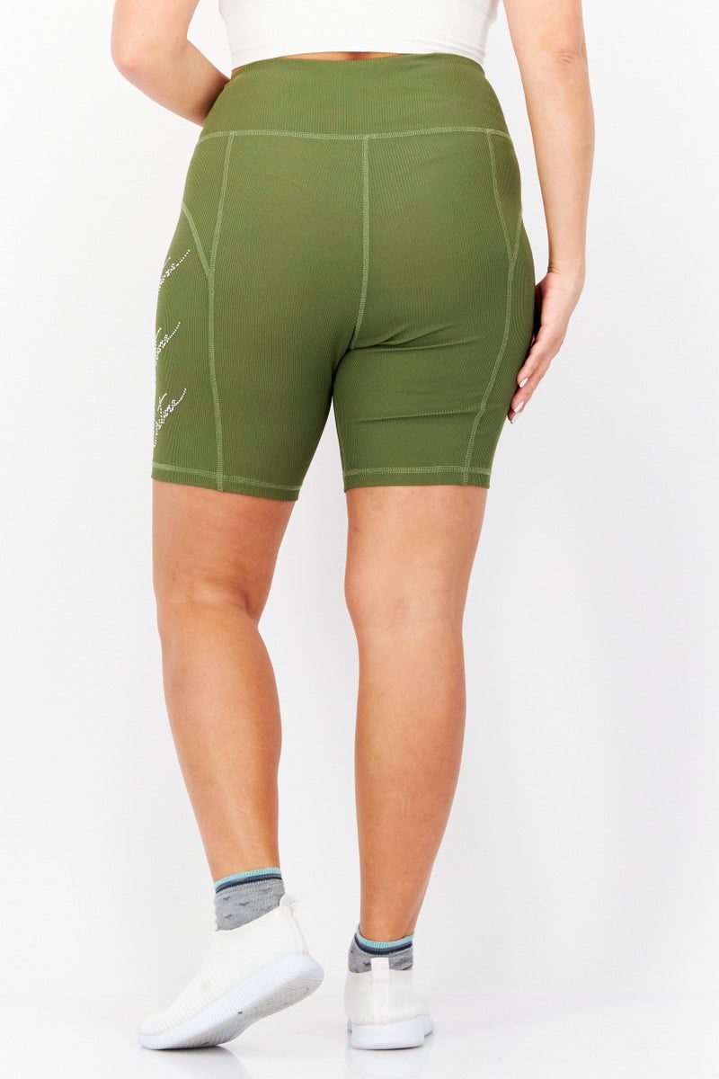 Juicy Couture Women Stretchable Textured Basic Shorts, Olive - Image 2