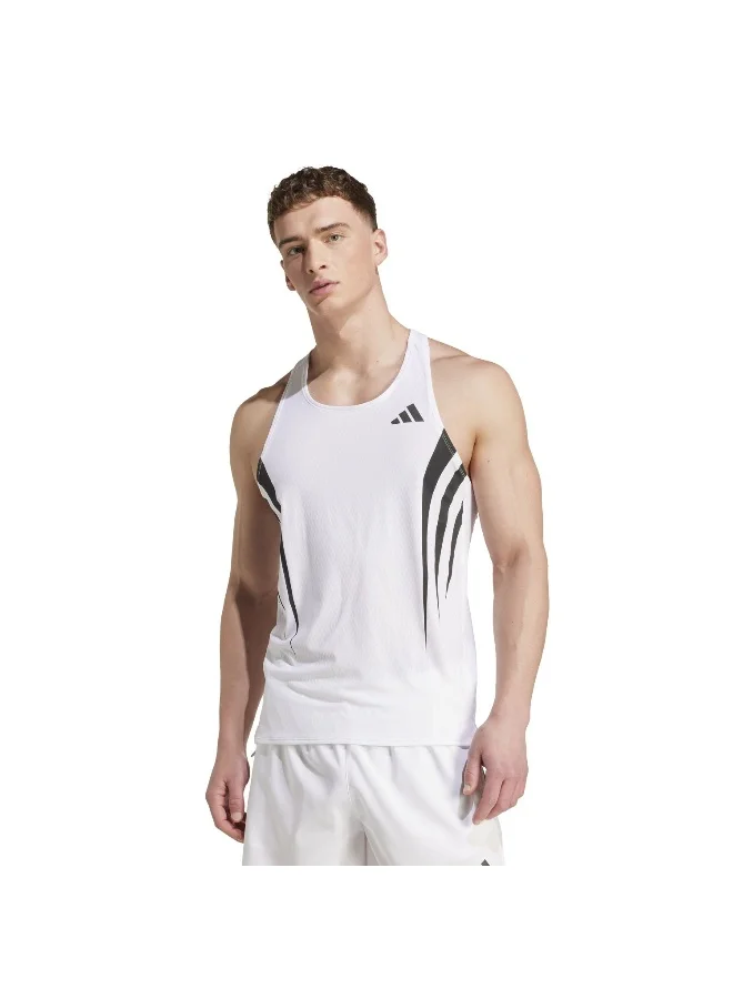 Adidas Adizero A Sgl M White Running T-Shirts For Men XS
