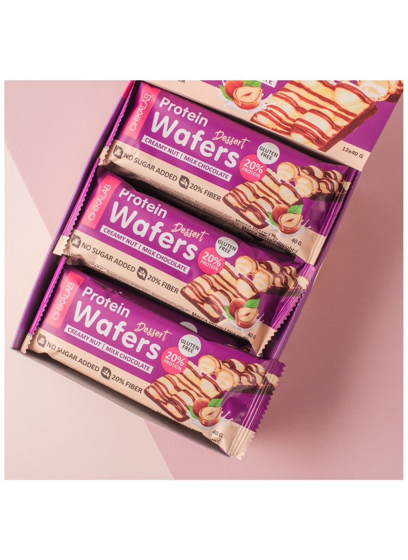 Chikalab - Protein Wafers Dessert Milk Chocolate with Creamy Hazelnut Filling 12x40g - Image 1