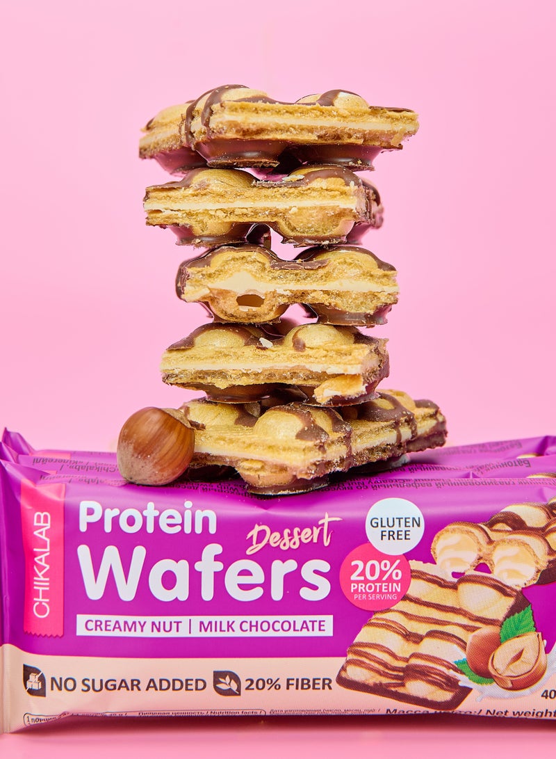 Chikalab Protein Wafers Dessert Milk Chocolate with Creamy Hazelnut Filling 12x40g - Image 3