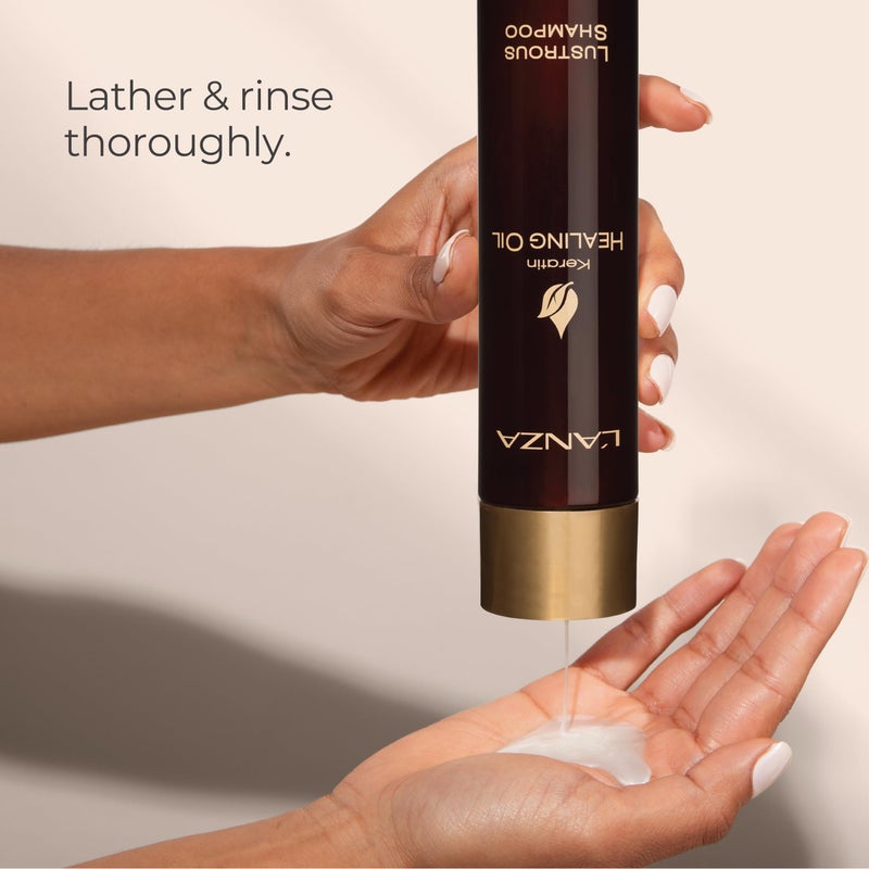 LANZA L'ANZA Keratin Healing Oil Lustrous Shampoo for Dry Damaged Hair, Moisture Shampoo Nourishes & Boosts Hair Shine & Strength, Sulfate Free, Cruelty Free Shampoo & Paraben Free Hair Care - Image 4