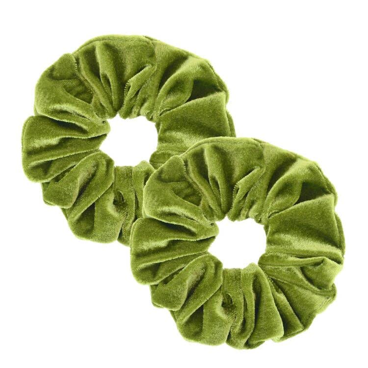 PIDOUDOU 2 Pcs Large Velvet Scrunchies for Women Thick Hair Girls' Hair Scrunchies (olive green) - Image 1