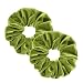 PIDOUDOU 2 Pcs Large Velvet Scrunchies for Women Thick Hair Girls' Hair Scrunchies (olive green) - Image 2