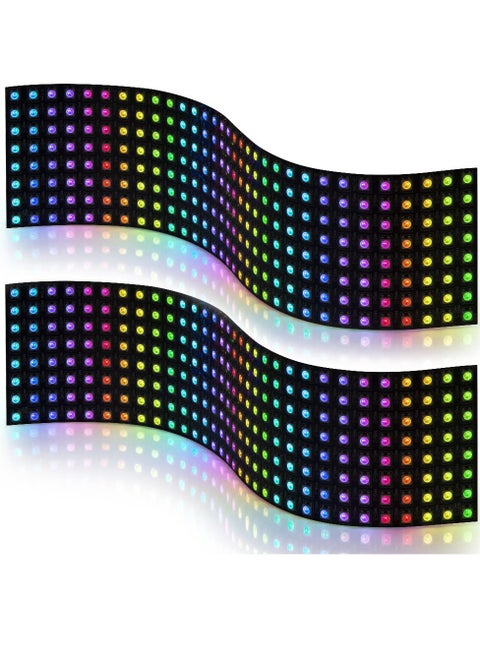 2 Pack WS2812B ECO RGB Alloy Wires 5050SMD Individual Addressable DC5V 8X32 256 Pixel LED Matrix Flexible FPCB Full Color Works with K-1000C SP107E Controllers Image Video Text Display