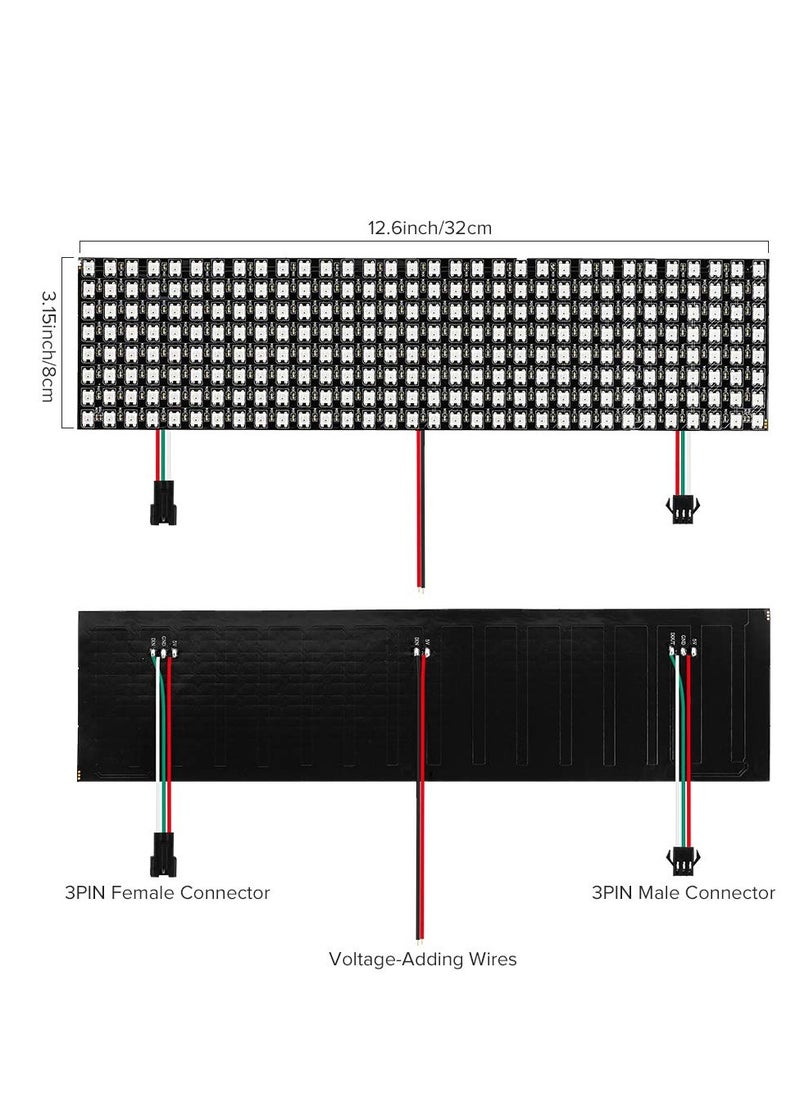 2 Pack WS2812B ECO RGB Alloy Wires 5050SMD Individual Addressable DC5V 8X32 256 Pixel LED Matrix Flexible FPCB Full Color Works with K-1000C SP107E Controllers Image Video Text Display