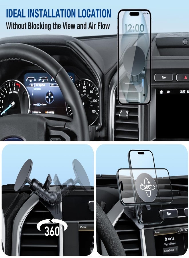 Surfcabin CNC Vent Phone Holder, Magnetic Air Vent Phone Holder Cradles Mount Compatible with F150 2015-2020 & Super Duty F250 F350 F450 2017-2021, Full Metal Bracket for Most CellPhones - Image 5