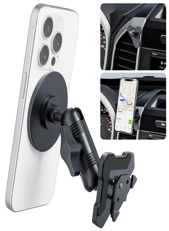Surfcabin CNC Vent Phone Holder, Magnetic Air Vent Phone Holder Cradles Mount Compatible with F150 2015-2020 & Super Duty F250 F350 F450 2017-2021, Full Metal Bracket for Most CellPhones - Image 1