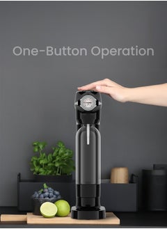 LePRESSO Sparkling Water Maker 1L with Pressure Meter / Efficient Water Carbonator / Adjustable Fizz Pressure / One-Button Operation - Black  - Image 2