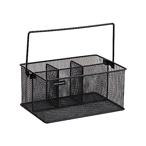 Mind Reader Utensil Holder, Silverware Organizer, Caddy, Cutlery Holder, Kitchen, Metal Mesh, 10"L x 7"W x 4.75"H, Black - Image 5