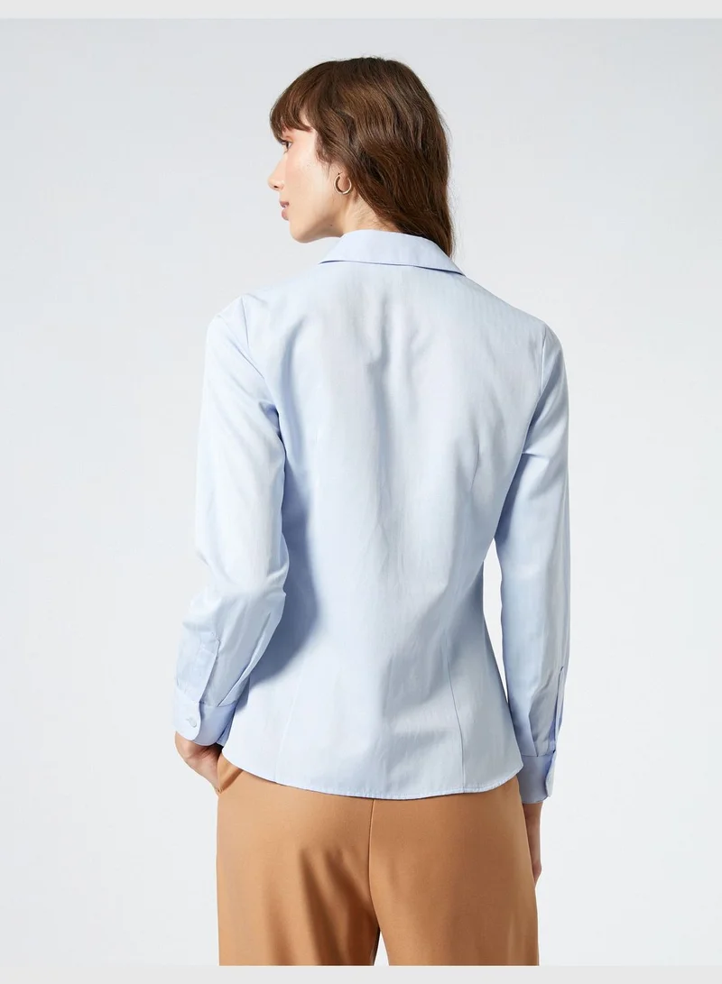 KOTON Slim Fit Long Sleeve Button Detail Classic Shirt