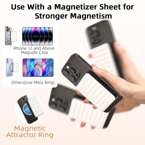 gliship Magnetic Selfie Light for Cell Phone, gliship 128 Led Selfie Light Compatible with Magsafe Rechargeable Portable Clip Fill Light with 3 Lights Modes for Phone Camera Laptop Camera - Image 2