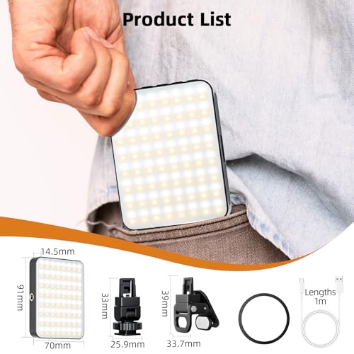 gliship Magnetic Selfie Light for Cell Phone, gliship 128 Led Selfie Light Compatible with Magsafe Rechargeable Portable Clip Fill Light with 3 Lights Modes for Phone Camera Laptop Camera - Image 4
