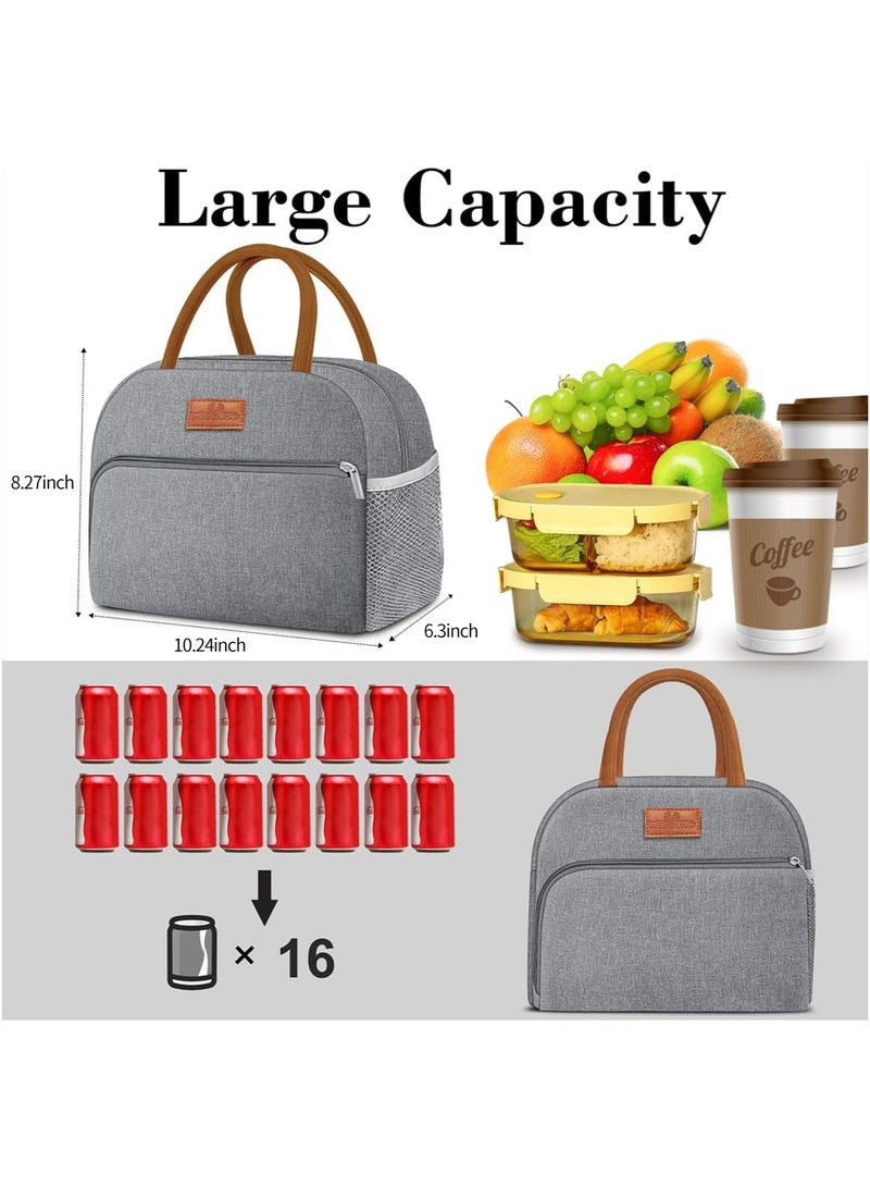 WinHolder Reusable Insulated new we young Lunch Bag for Women & Men – Leakproof, Large Capacity Tote for Work/Travel (Grey) - Image 3