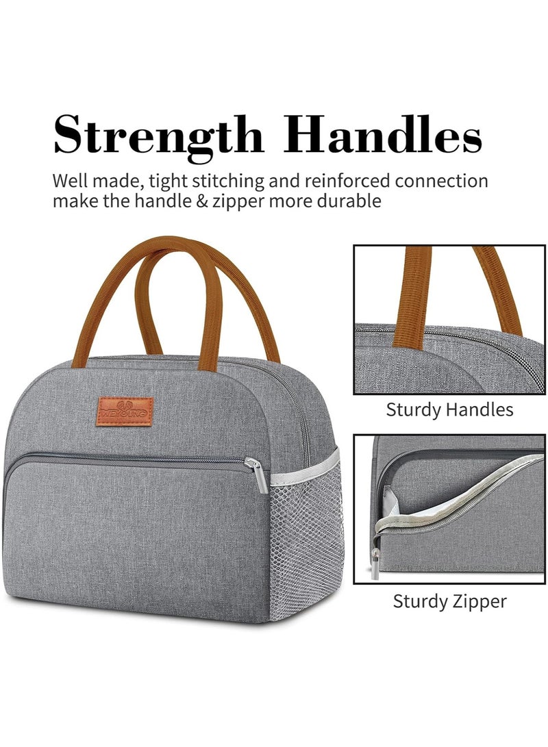 WinHolder Reusable Insulated new we young Lunch Bag for Women & Men – Leakproof, Large Capacity Tote for Work/Travel (Grey) - Image 4
