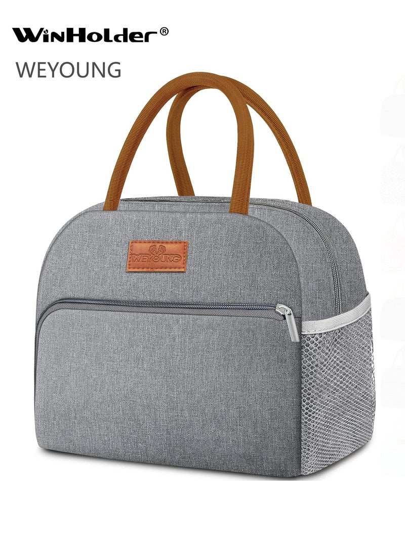 WinHolder Reusable Insulated new we young Lunch Bag for Women & Men – Leakproof, Large Capacity Tote for Work/Travel (Grey) - Image 1