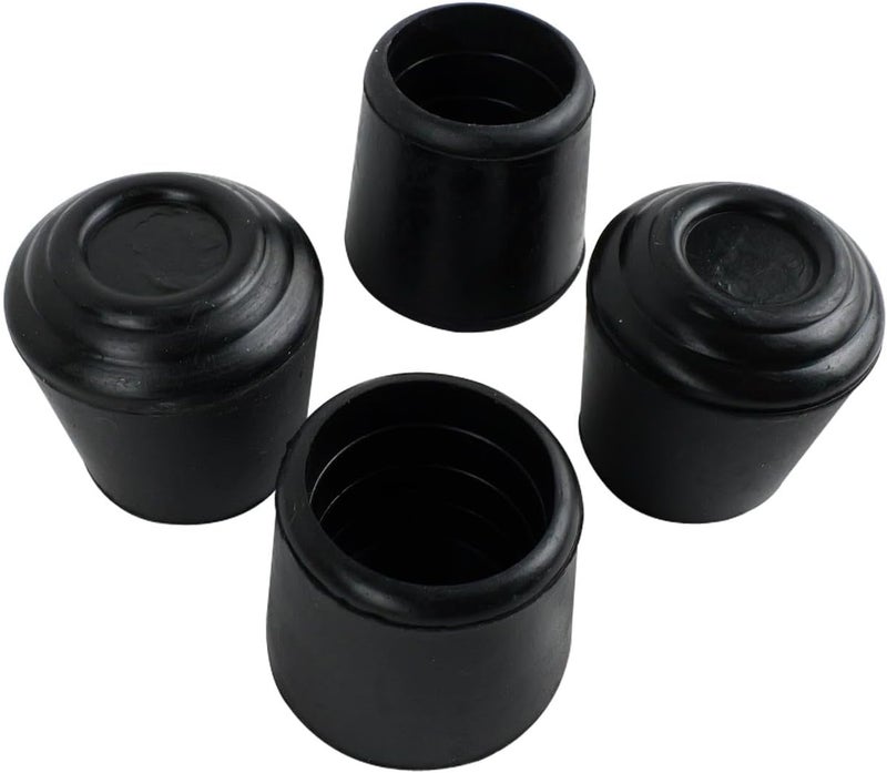 SoftTouch 4 Pack Non-Slip Round Rubber Leg Tip Floor Protectors – 1-1/8" Inner Diameter for Chairs, Stools & Tables - Reduce Noise & Prevent Scratches – Black - Image 1