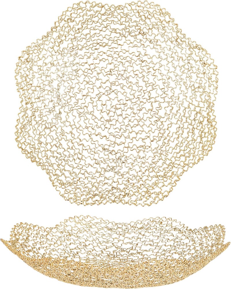 IBWell Decorative Dish for Home Decor and Centerpieces  Gold Vegetable Fruit Bowl BasketNormal for Kitchen Counter Table Centerpieces for Dining Room and Living Room Decor Gold Normal - Image 1