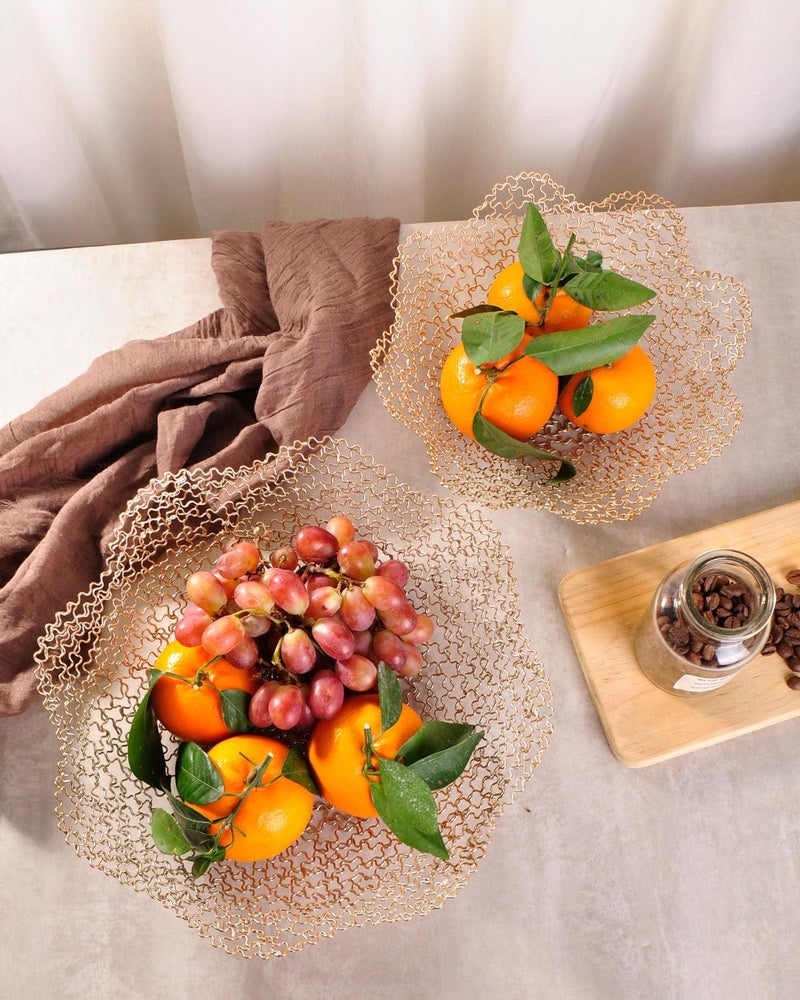 IBWell Decorative Dish for Home Decor and Centerpieces  Gold Vegetable Fruit Bowl BasketNormal for Kitchen Counter Table Centerpieces for Dining Room and Living Room Decor Gold Normal - Image 5