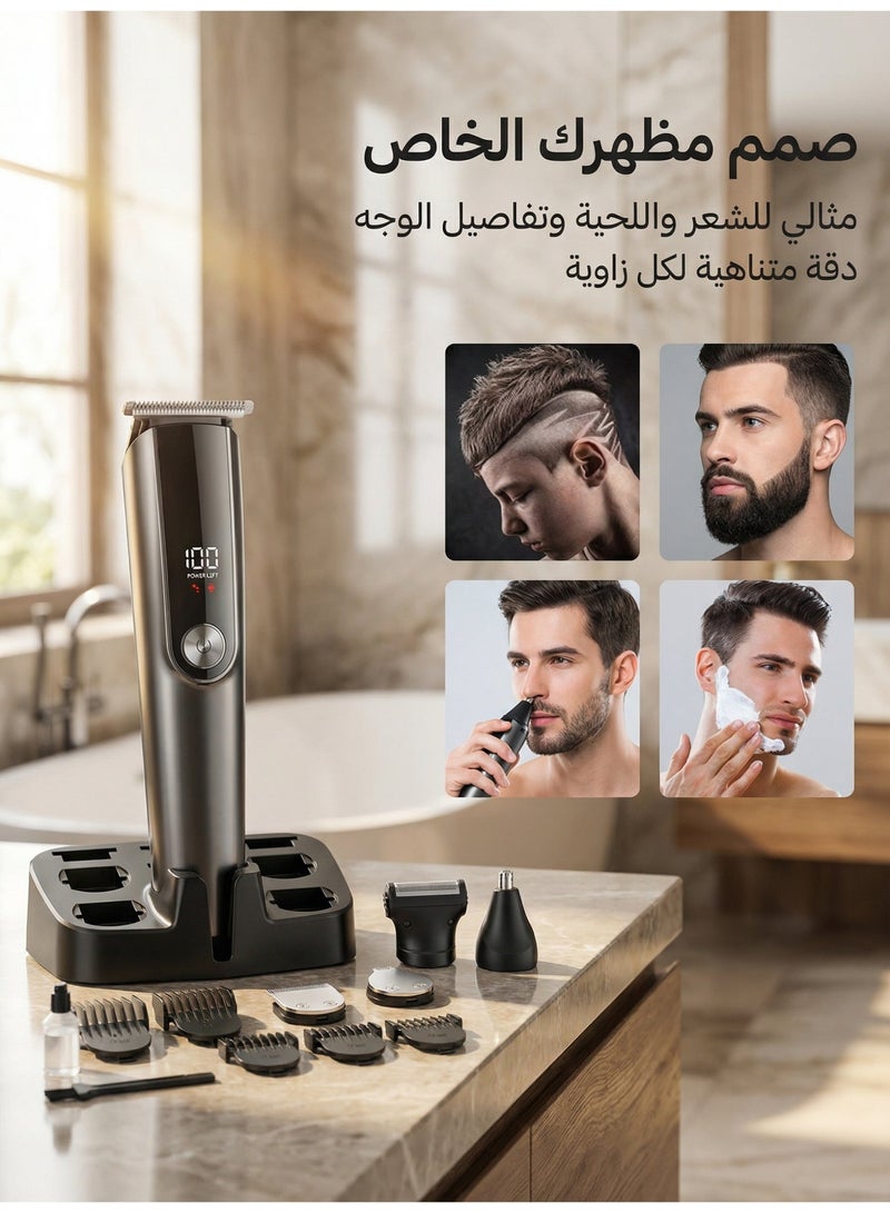 إي تي جي جهاز تقليم متميز للرجال ، وآلة حلاقة 5 في 1 مع لطف شعر الأنف ، و 90 دقيقة وقت التشغيل ، وشحن النوع C ، ورجال طراز Mens Cordless Style - Image 4