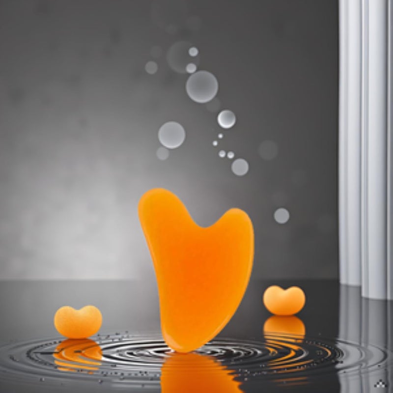 Premium Guasha Massage Scraper Tool Orange Heart Plate - Image 2