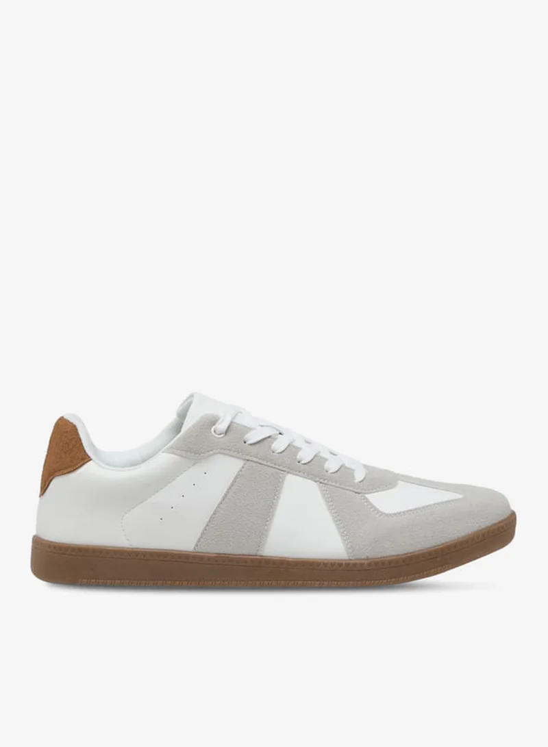Men's Panelled Sneakers with Lace-Up Closure