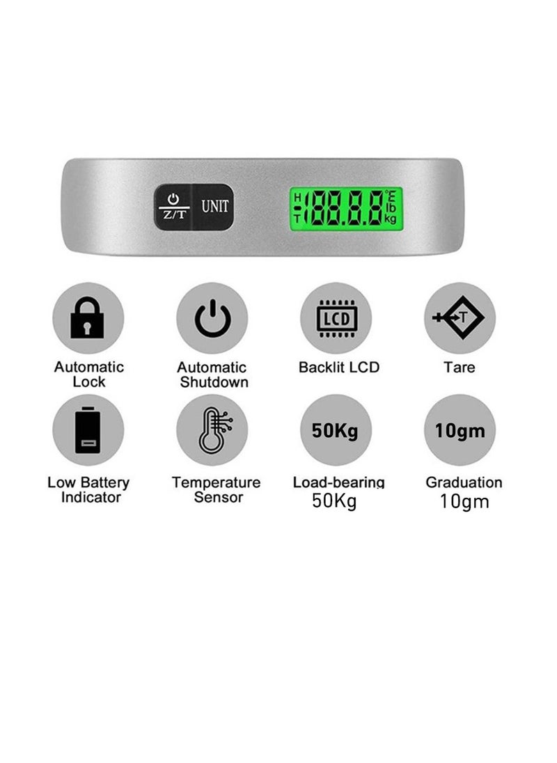 Generic - Electronics Travel Luggage Scale, Digital Luggage Weighing Scales for Suitcase with Temperature Reading 50 Kg Capacity (Silver) - Image 1