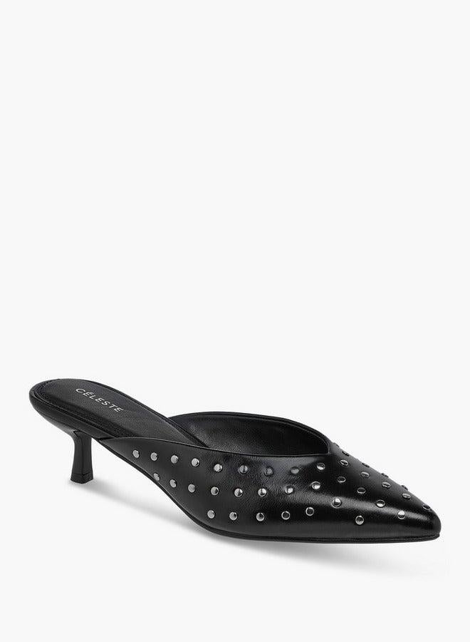 Celeste Women's Embellised Slip-On Mules with Kitten Heels - Image 1