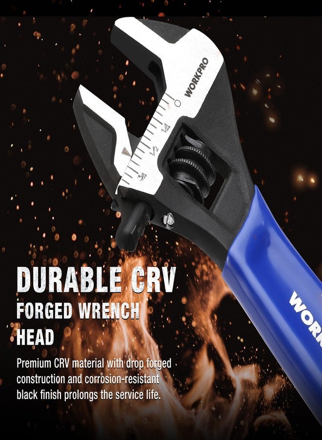 WORKPRO 4-Inch Mini Adjustable Wrench, Cr-V Steel Wide Jaw Black Oxide Wrench for Small Nuts, Metric & SAE Scales, for Home, Workshop and DIY - Image 5