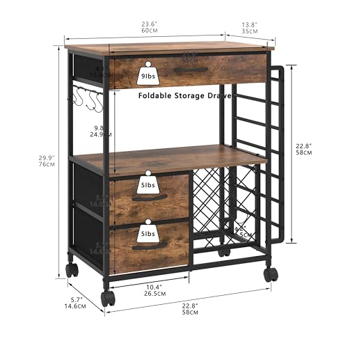 VENNQD Storage Cart Compatible with Cricut Machines Stand Cutting Machine Stand with Drawers and Vinyl Roll Holder Rolling Craft Cabinet Table for Cricut Craft Workstation (Rustic Brown) - Image 2