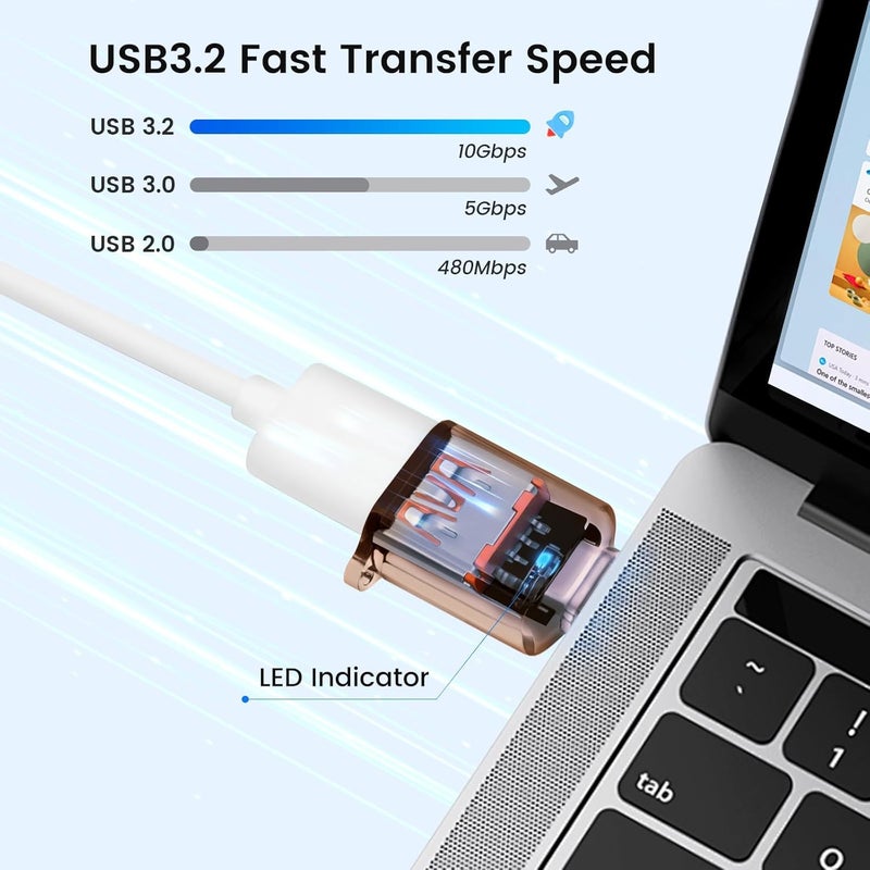 Tobo USB C Adapter (1 Packs), USB Type C Male to USB A 3.2 Female Converter, Thunderbolt 3 to USB Female OTG Adapter for Phone 16/15 Series, MaBook, Samung (Black) TD-1446CC - Image 5