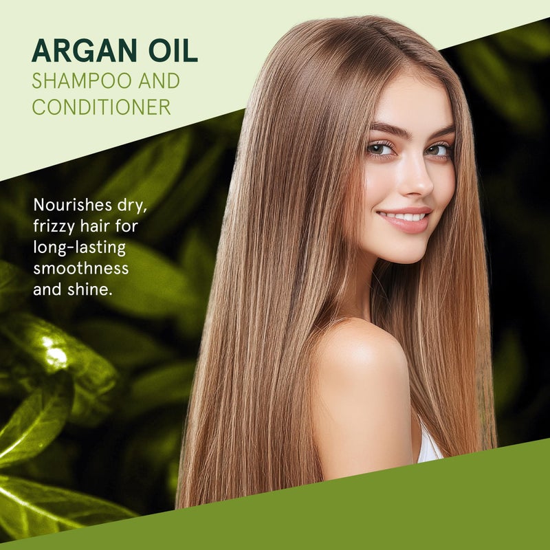 Inoar Argan Shampoo & Moisturizing Conditioner Haircare Set with Argan Oil & Cocoa Butter for Smoothing Repair, 2x250ml - Image 2