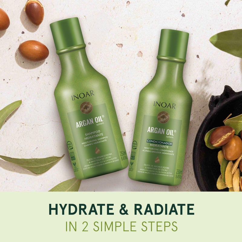 Inoar Argan Shampoo & Moisturizing Conditioner Haircare Set with Argan Oil & Cocoa Butter for Smoothing Repair, 2x250ml - Image 5